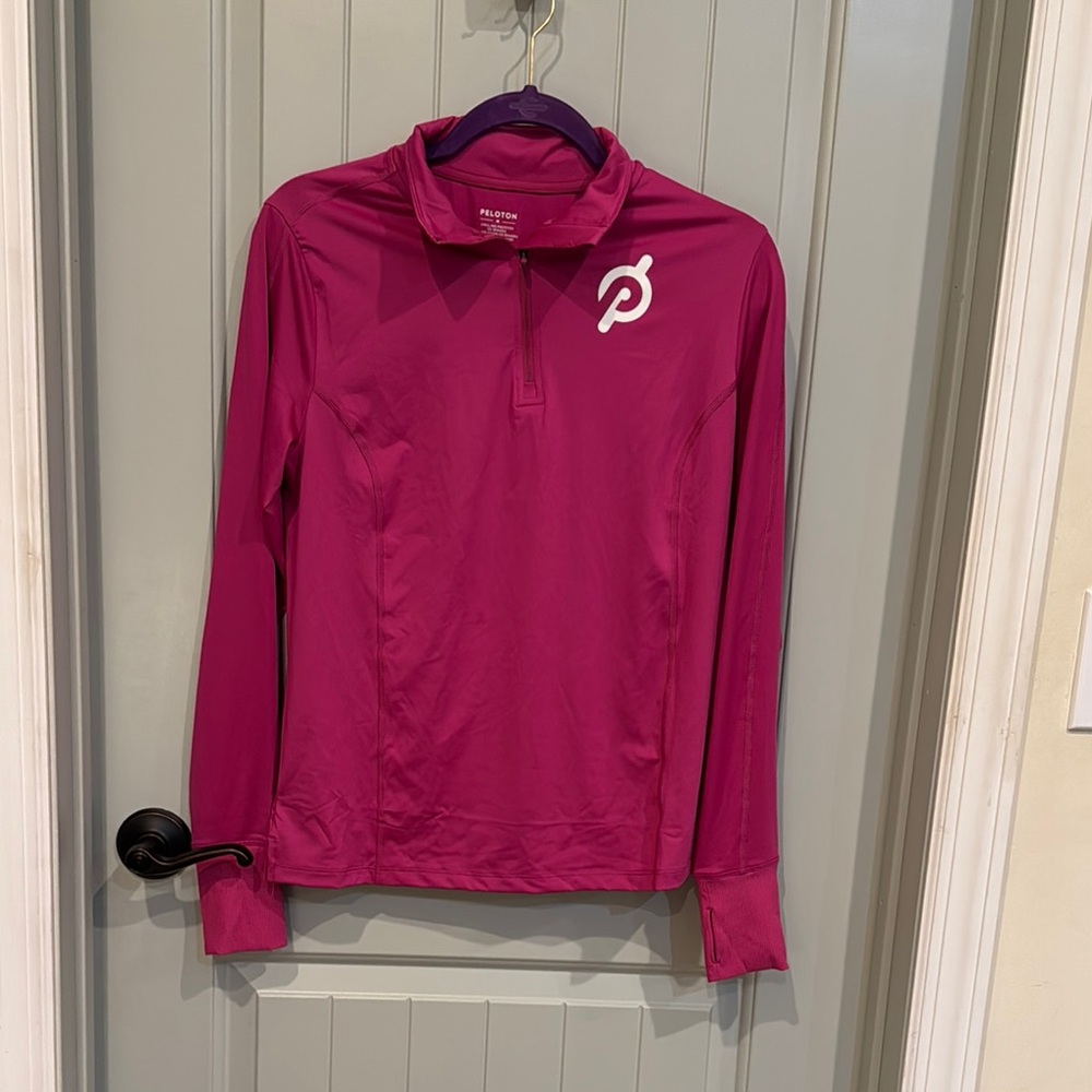 Peloton Pink Coverup Top with High Collar and Long Sleeves
